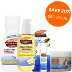 Palmer's Cocoa Butter Formula Vanilla, Scrub and Swivel Stick winter skincare bundle.