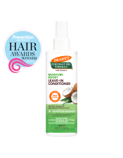 Palmer's® Coconut Oil Formula Moisture Boost Leave-In Conditioner restores dry or damaged hair with naturally-derived ingredients that deeply lock in moisture from root to tip, visibly improving your hair's condition after each use.
A conditioning spray formulated with a blend of raw and natural ingredients to help shield hair from heat damage and breakage, while improving shine and manageability.
For Dry, Damaged or Colour-Treated hair.

Features:

Instantly eliminates knots and tangles
Protects from split and breakage
Improves managability and shine
Leaves hair silky, smooth and ready for styling
Vegan
Parabens, Phthalates, Mineral Oil, Gluten, Dye & Sulfate Free
