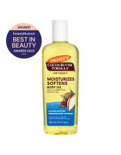 Palmer's® Cocoa Butter Formula Moisturising Body Oil is a lightweight oil, specially formulated with intensively moisturising pure Cocoa Butter and Vitamin E for a radiant, healthy glow, and to hydrate and soften skin.
Features:

Instantly replenishes dry skin
48 hour moisture
Absorbs quickly
Non greasy formula
Vegan

WINNER - BEST BODY OIL - 2023 BEAUTYHEAVEN BEST IN BEAUTY AWARDS