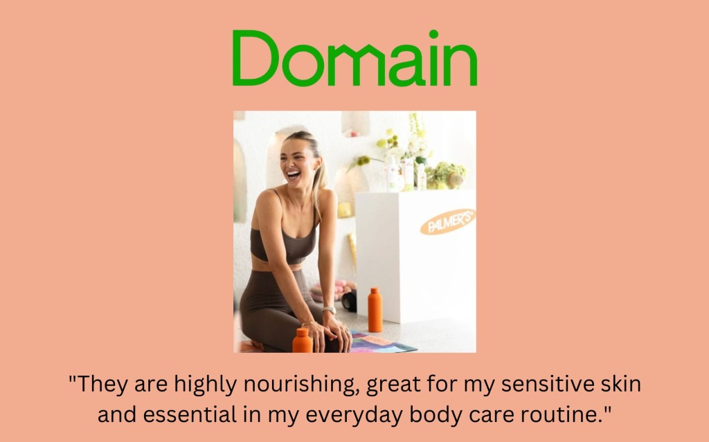 brooke hogan laughing with palmers products surrounding her