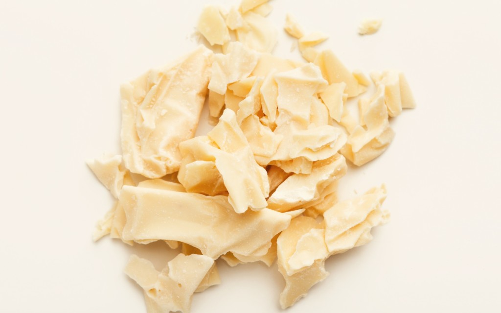 shaved cocoa butter on flatlay surface