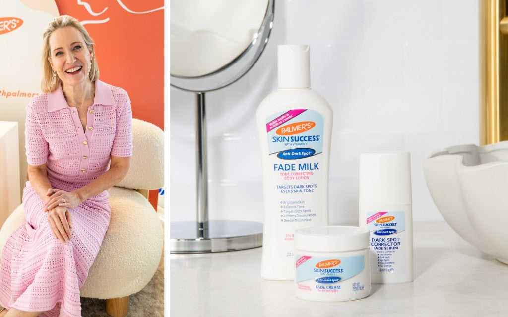 dr liz dawes-higgs with palmers skin success products