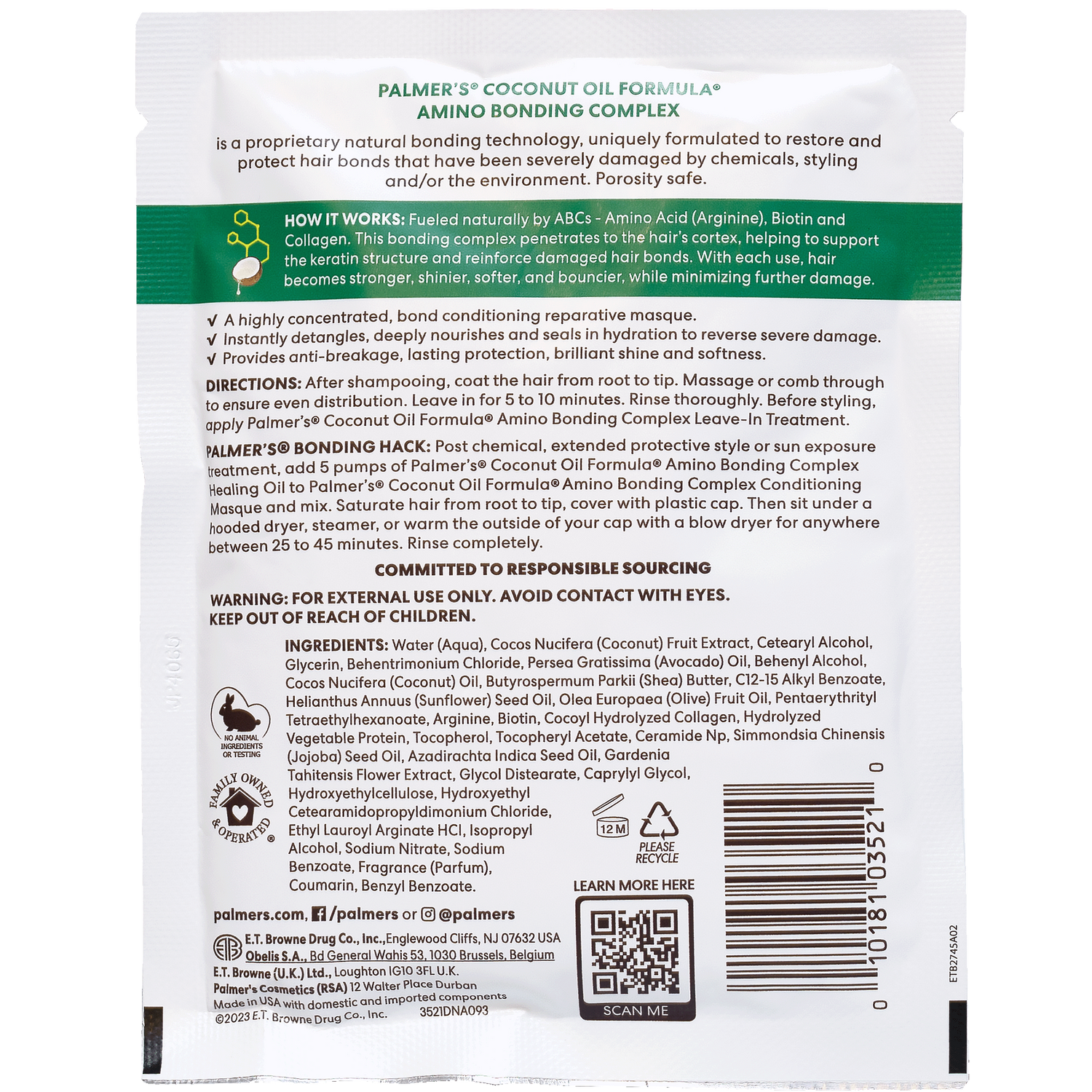 Palmer's Amino Bonding Complex Treatment Pack 60g