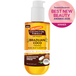 Palmer's Coconut Oil Formula Brazilian Coco oil bottle with pump on a white background, featuring 'Best New Beauty Awards 2026' badge.