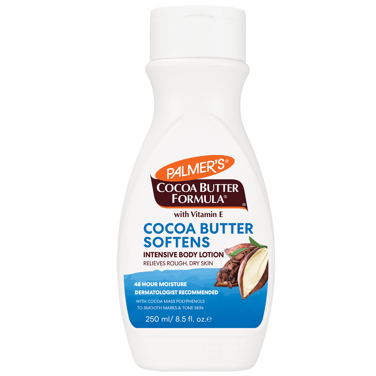 Palmer's Cocoa Butter Formula lotion bottle on a white background