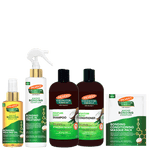 A Palmer's Coconut Oil Formula hair care bundle featuring Bonding Oil, Bonding Leave-in Treatment, Moisture Body Shampoo, Moisture Bond Conditioner, and a Bonding Conditioning Masque Pack on a white background.
