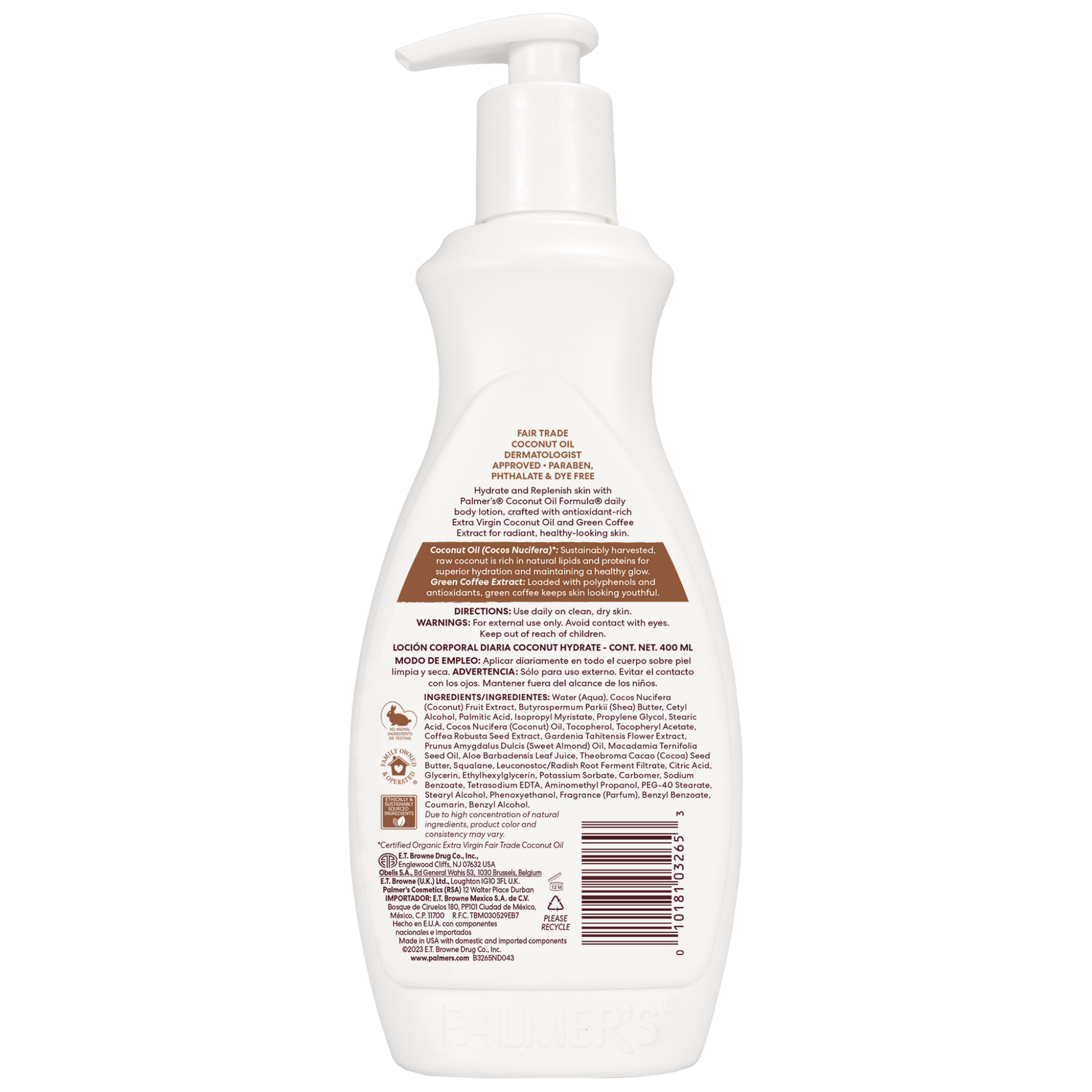 White lotion bottle with pump on a white background