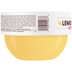 A jar of Palmer's Lemon Sorbet Whipped Brightening Body Cream with a white label and a pale yellow cream visible inside, on a clean white background.