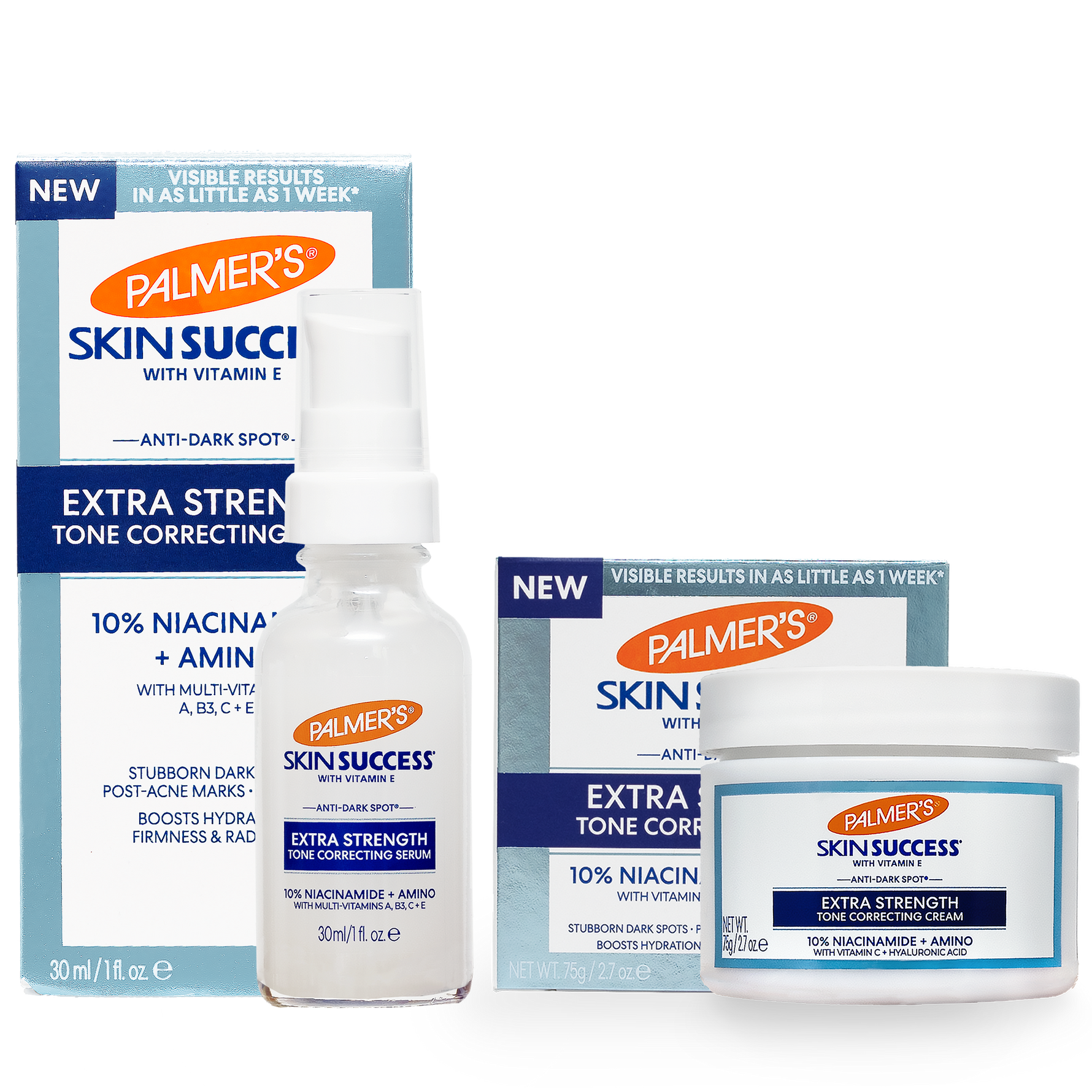 Palmer's Skin Success Extra Strength Tone Correcting skincare set on a plain white background.