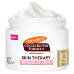 Palmer's Skin Therapy Oil Retinol-10 Cream 75g jar, featuring a label with 10 pure oils, designed to reduce wrinkles and improve skin firmness and texture.