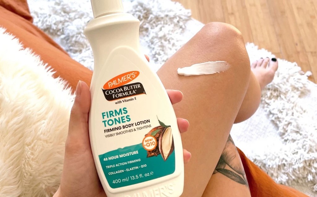 palmer's firming body lotion smoothed onto leg